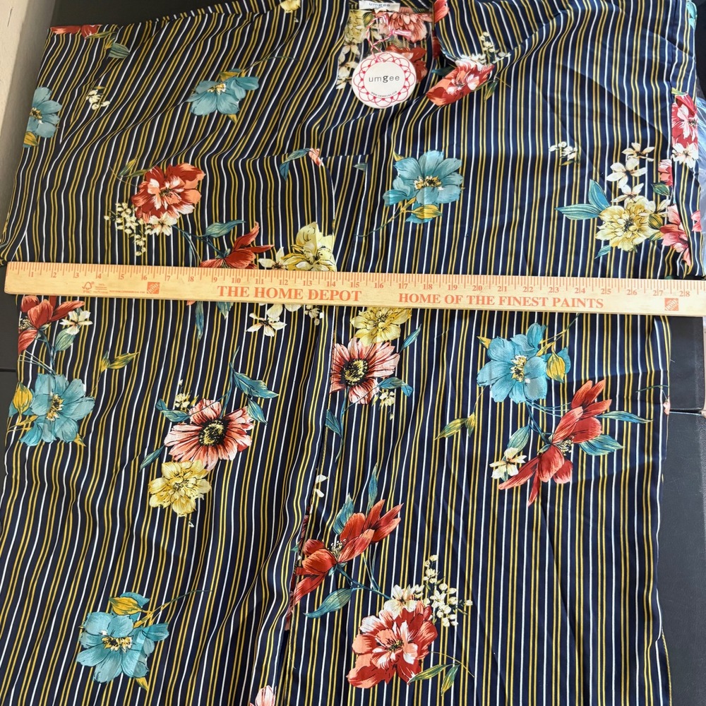 Umgee Floral Striped Kimono DusterSize M/L Navy Blue Open Front Sheer Boho NWT - Picture 7 of 11